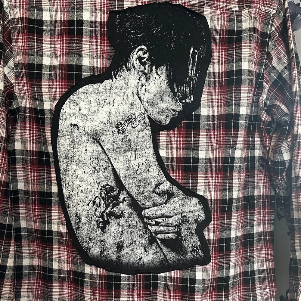 Yungblud upcycled flannel tee made by me - Picture 2 of 6